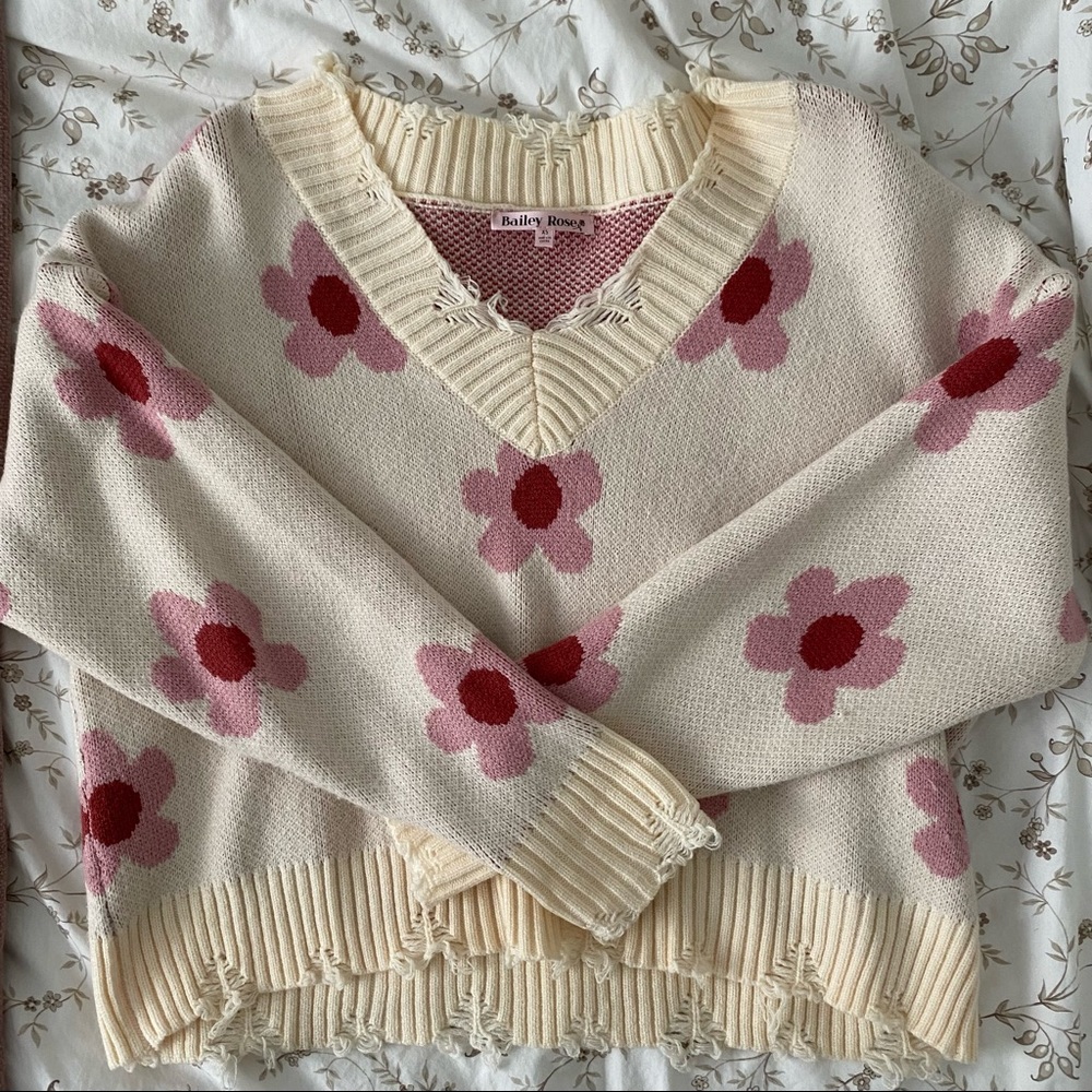 Pink Daisy Sweater